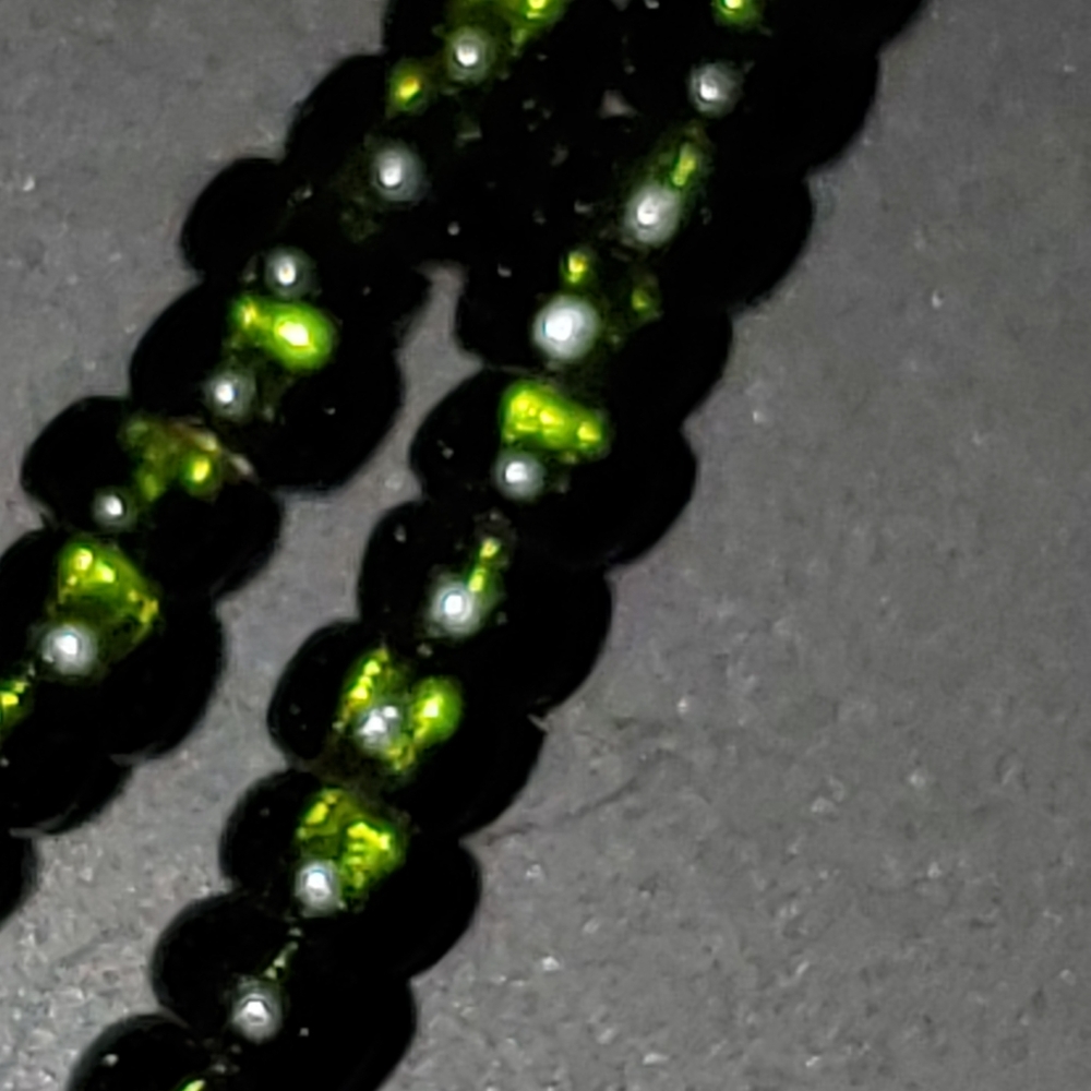 Green & Black Beaded Charm Necklace 3 Layred Link Chain Strands Longest is 34" - Picture 4 of 5